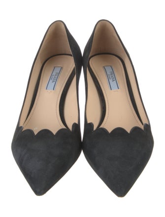 Prada Suede Scalloped Accent Pumps