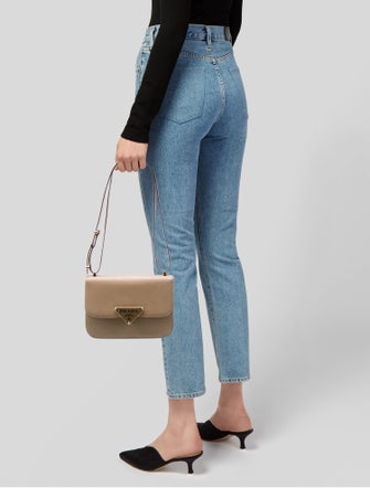 Prada Leather Emblème Leather Shoulder Bag