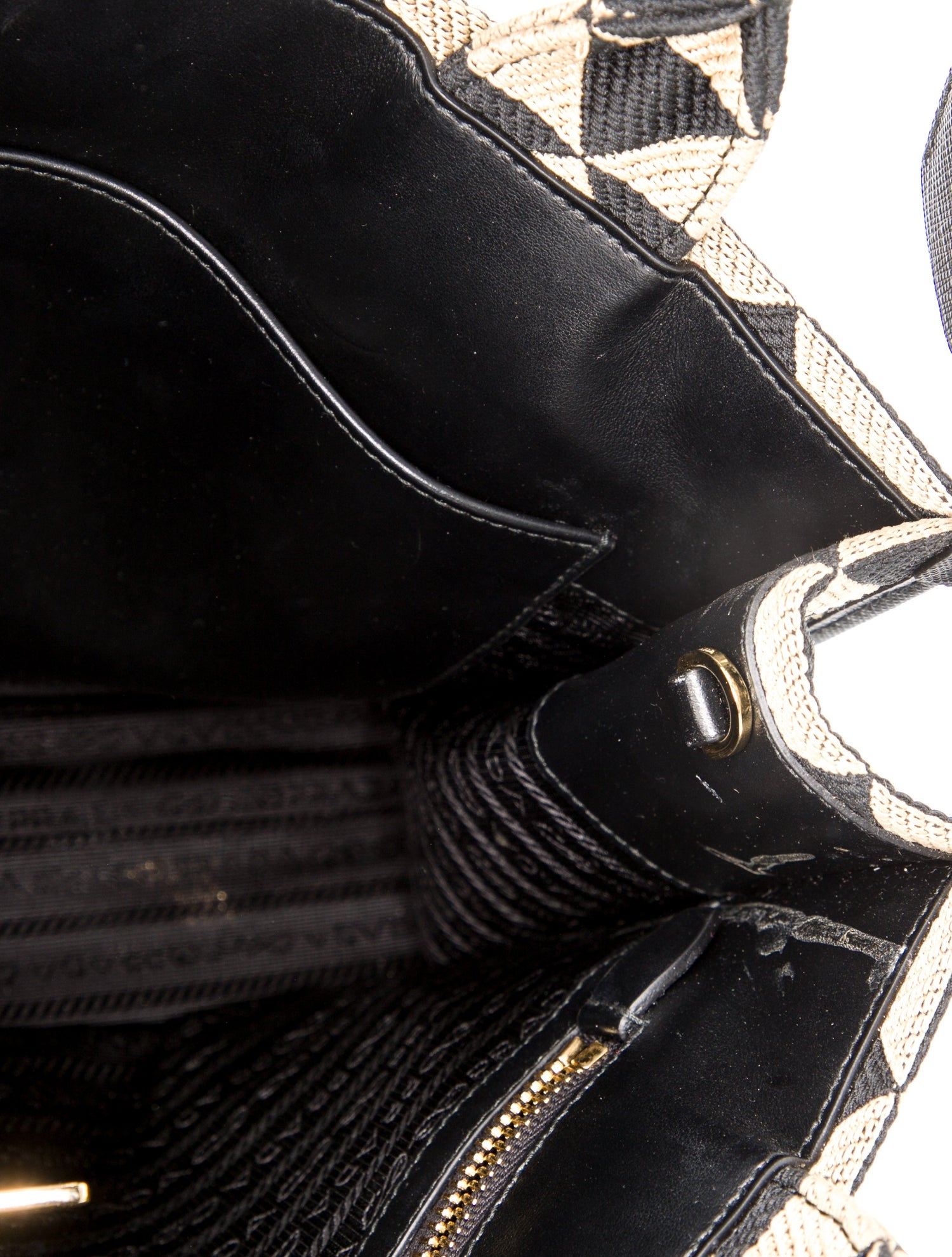 Prada Enameled Metal Triangle Top Handle Bag