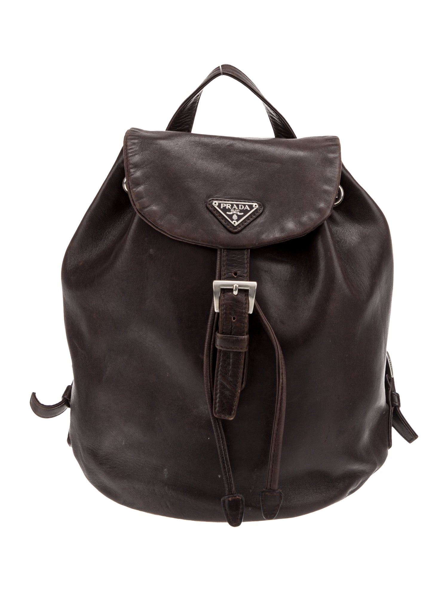 Prada Enameled Metal Triangle Backpack