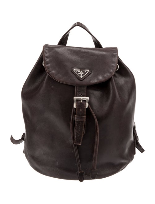 Prada Enameled Metal Triangle Backpack