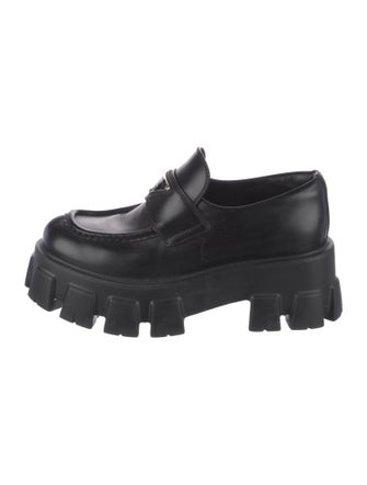 Prada Enameled Metal Triangle Leather Oxfords