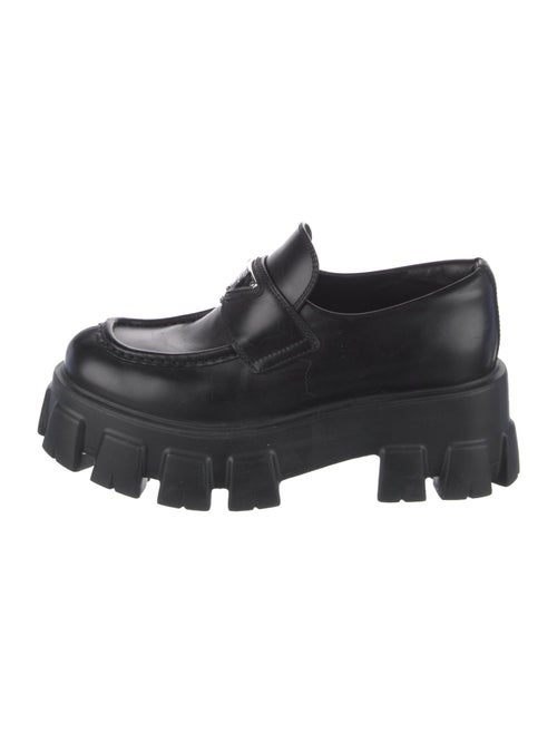 Prada Enameled Metal Triangle Leather Oxfords