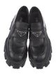 Prada Enameled Metal Triangle Leather Oxfords