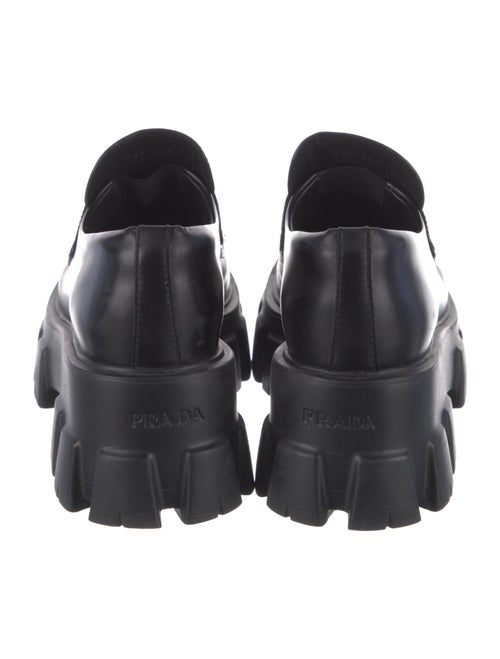 Prada Enameled Metal Triangle Leather Oxfords