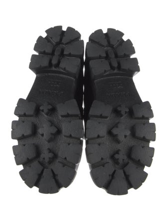 Prada Enameled Metal Triangle Leather Oxfords