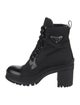 Prada Enameled Metal Triangle Nylon Combat Boots