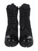 Prada Enameled Metal Triangle Nylon Combat Boots