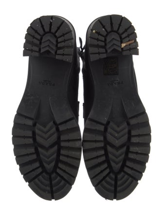 Prada Enameled Metal Triangle Nylon Combat Boots