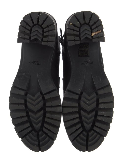 Prada Enameled Metal Triangle Nylon Combat Boots