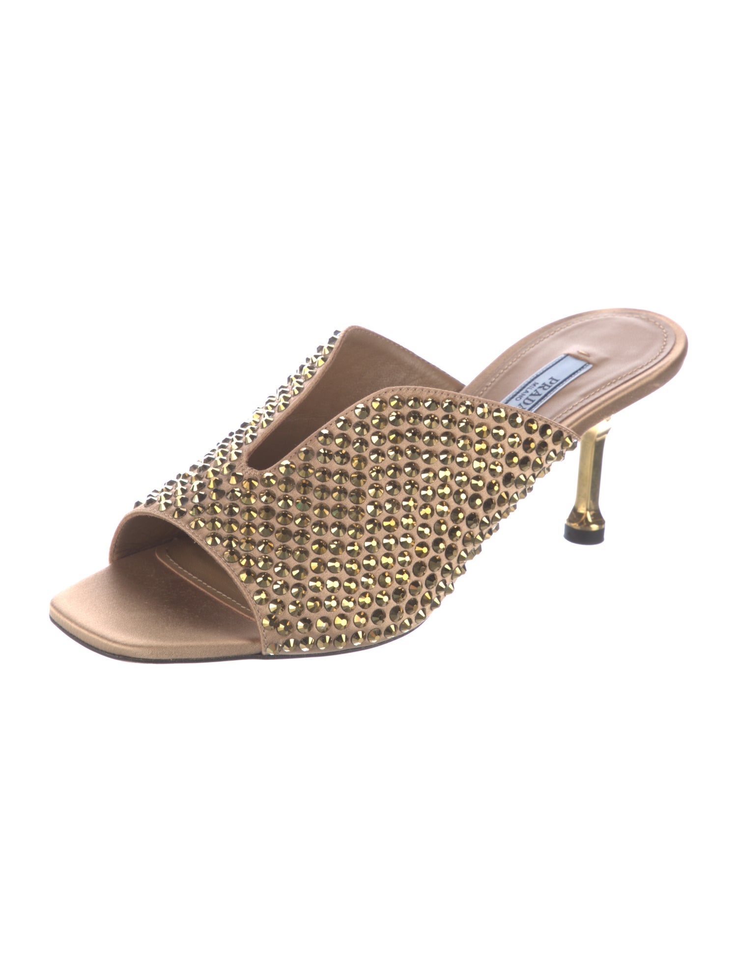 Prada Satin Studded Accents Mules