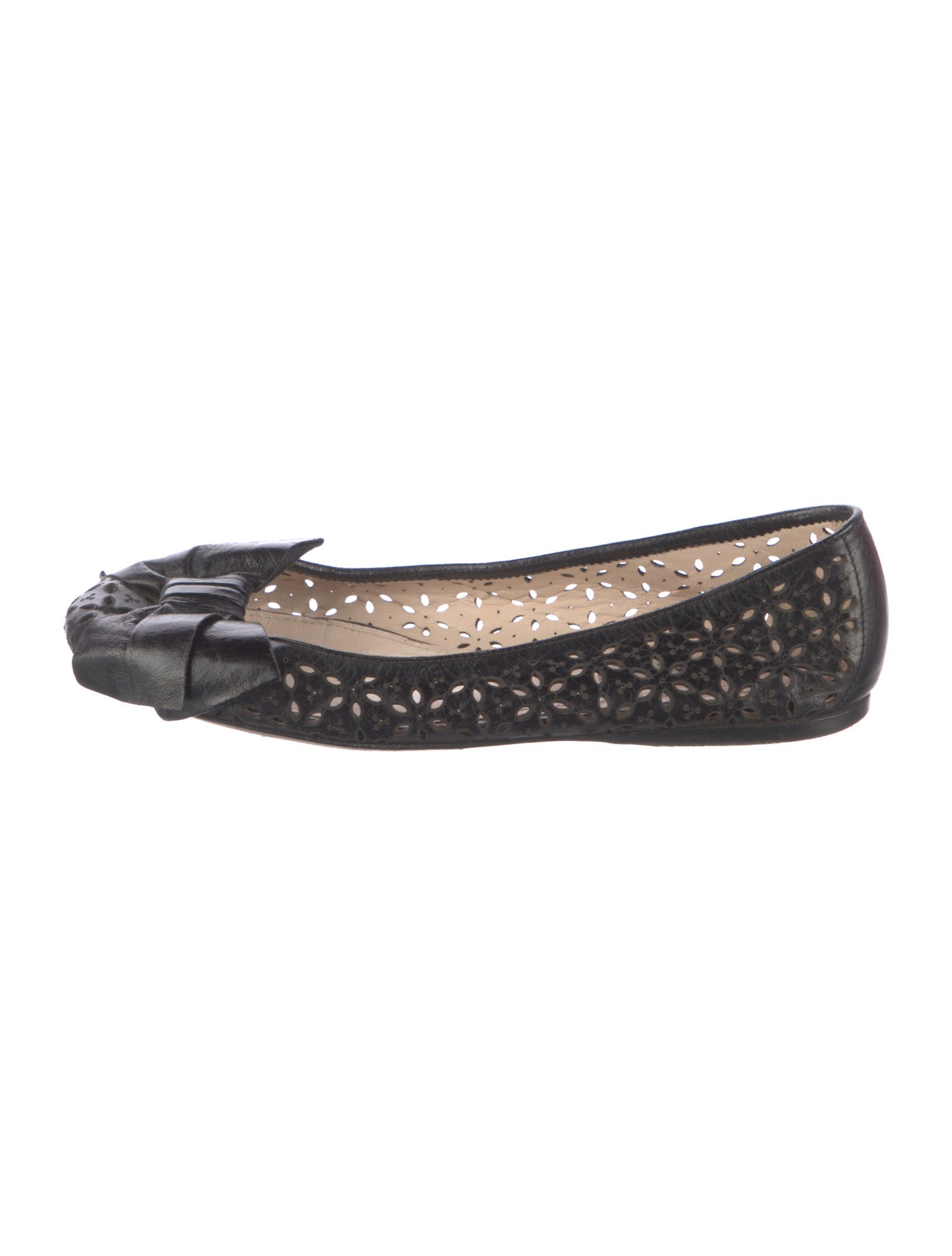 Prada Leather Lasercut Accents Ballet Flats