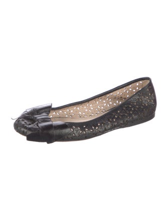 Prada Leather Lasercut Accents Ballet Flats