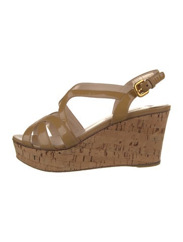 Prada Sandals Patent Leather Cutout Accent 8.5