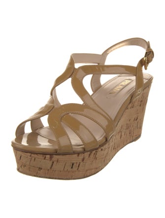 Prada Patent Leather Cutout Accent Sandals