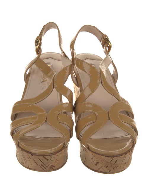 Prada Patent Leather Cutout Accent Sandals