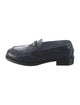 Prada Enameled Metal Triangle Leather Loafers