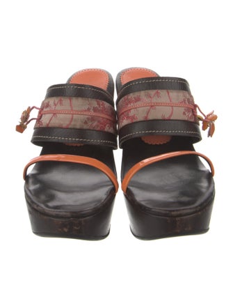 Prada Leather Leather Trim Embellishment Slides