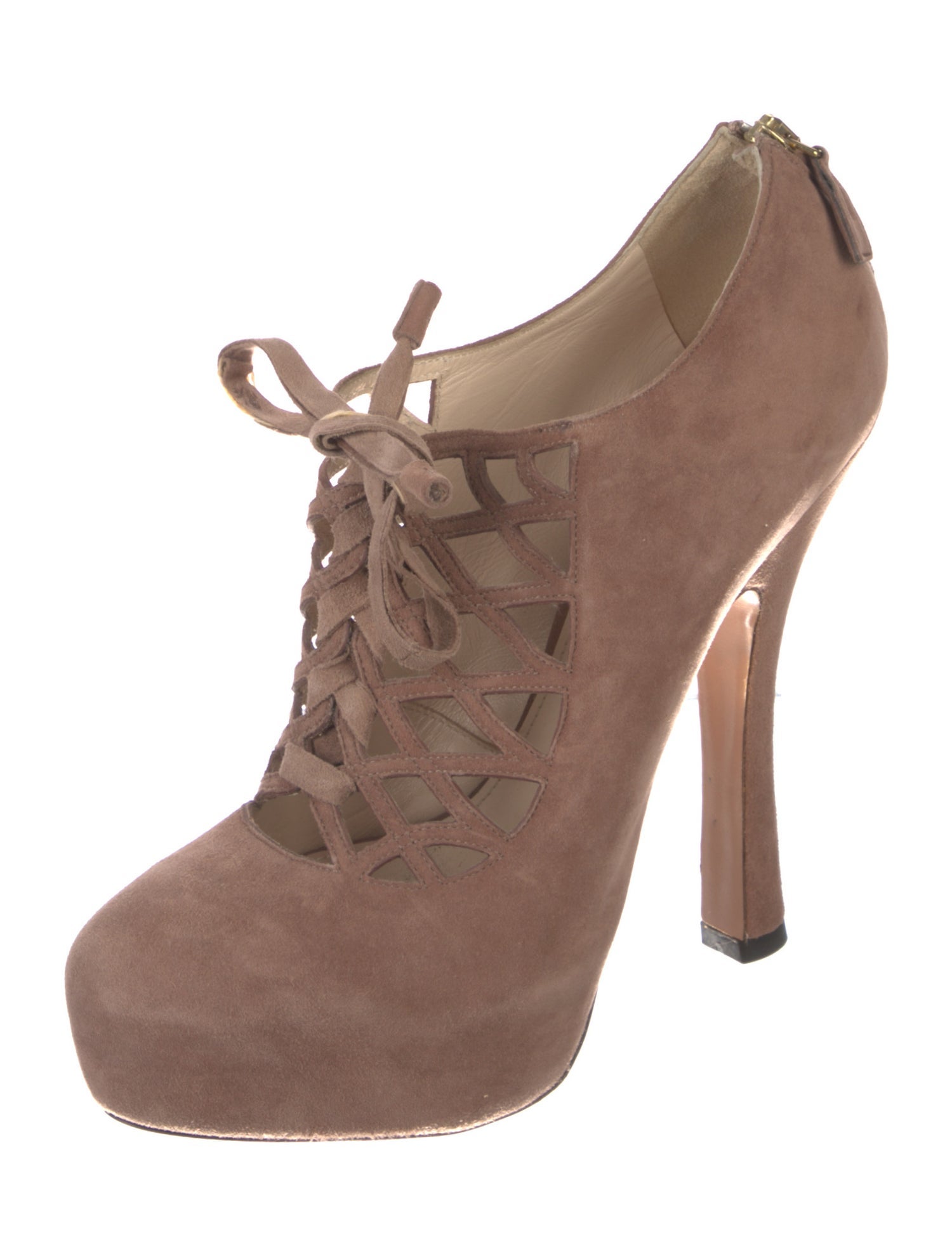 Prada Suede Lasercut Accents Pumps