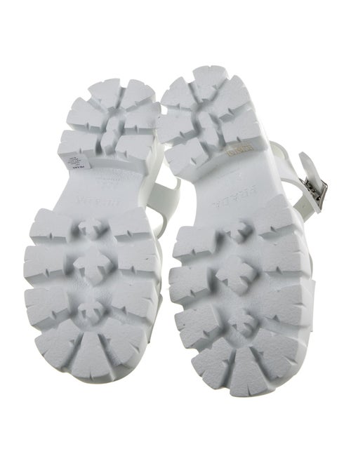 Prada Enameled Metal Triangle Rubber Slingback Sandals