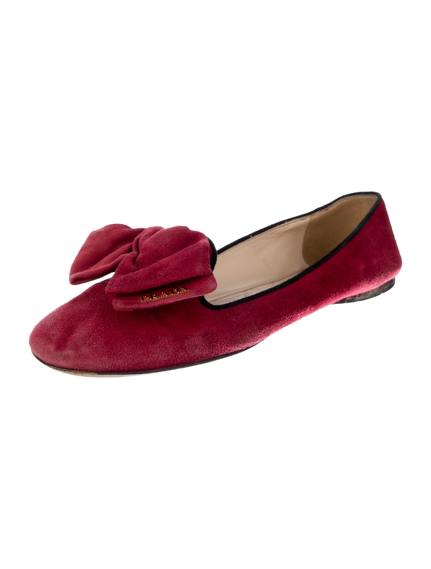 Prada Suede Bow Accents Loafers