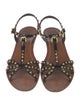 Prada Patent Leather Studded Accents T-Strap Sandals