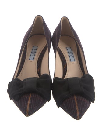 Prada Canvas Bow Accents Pumps