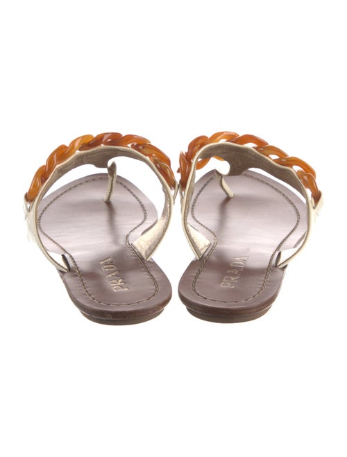 Prada Patent Leather Chain-Link Accents Slides