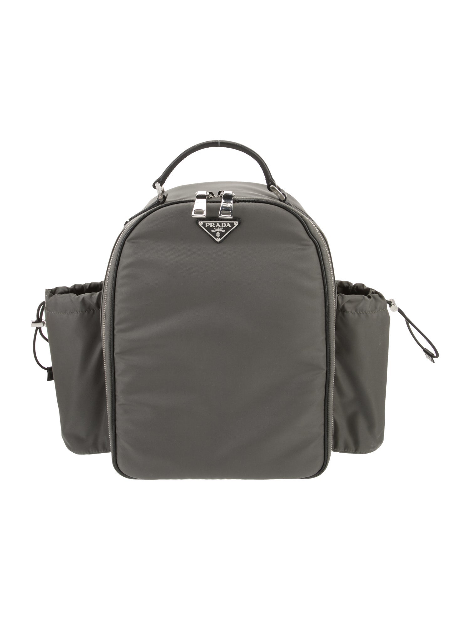 Prada Enameled Metal Triangle Backpack