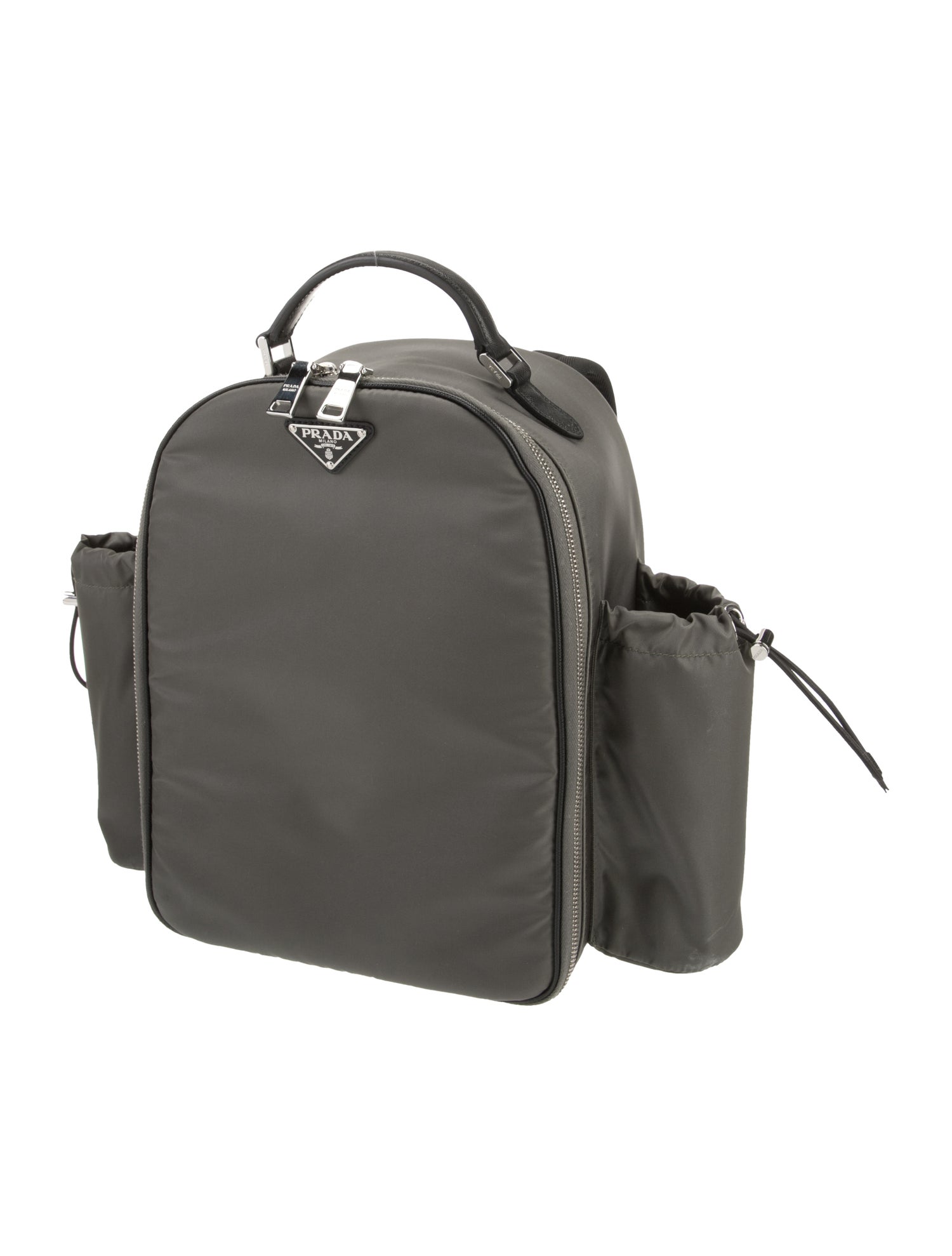Prada Enameled Metal Triangle Backpack