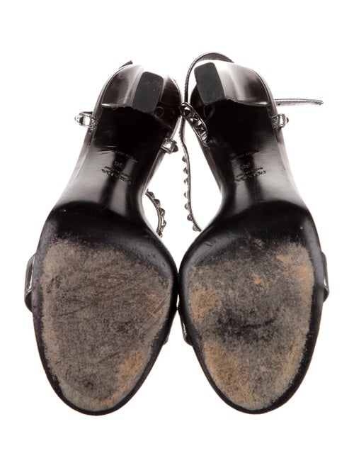 Prada Leather Studded Accents T-Strap Sandals