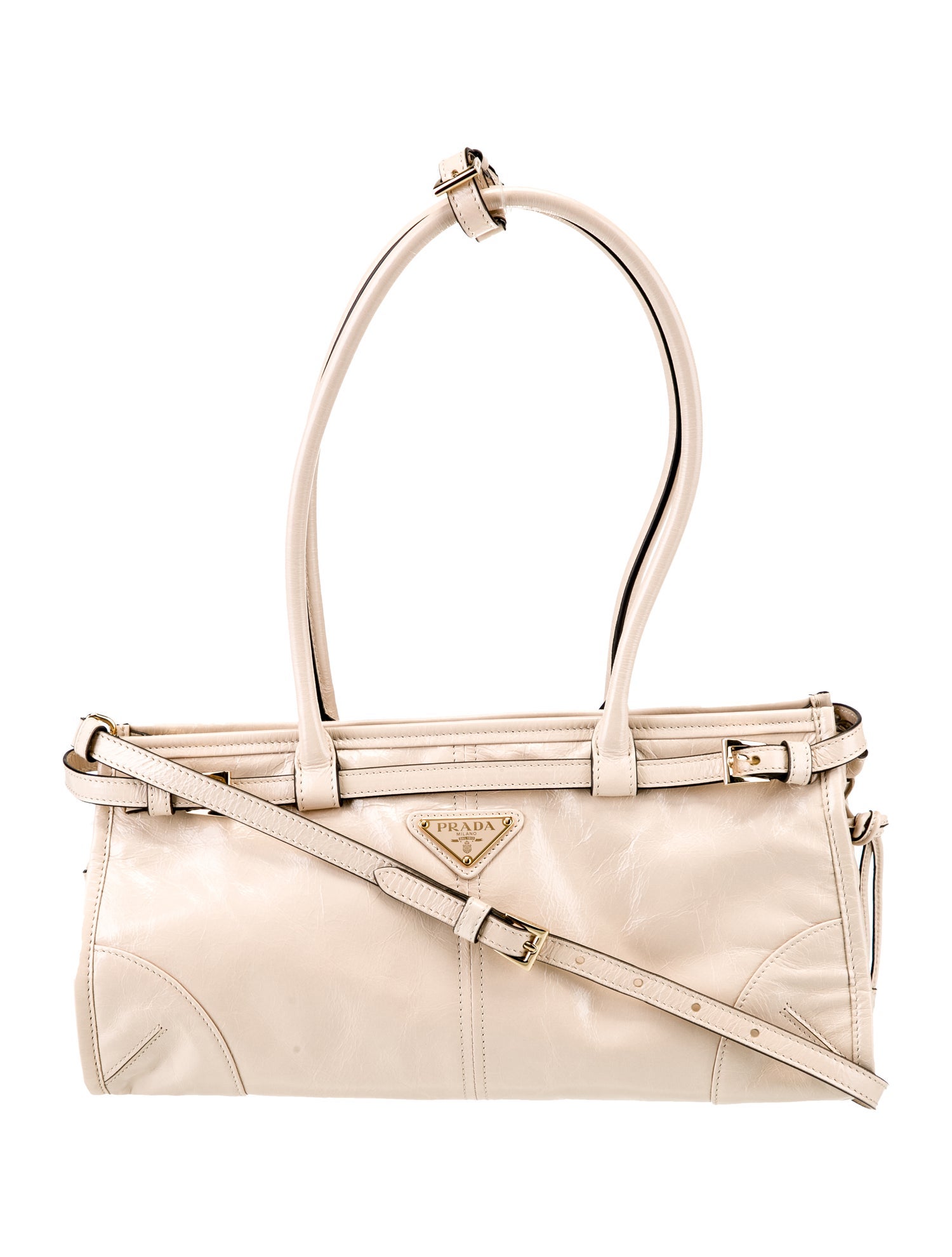Prada Enameled Metal Triangle Bonnie Medium