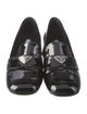 Prada Enameled Metal Triangle Patent Leather Pumps
