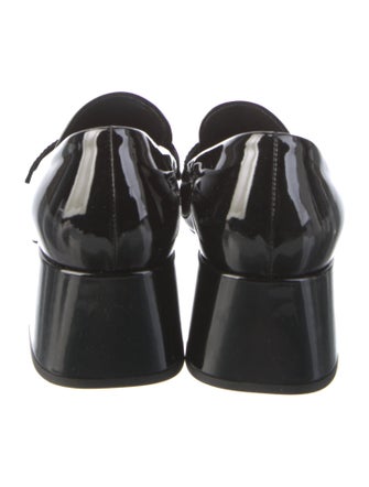Prada Enameled Metal Triangle Patent Leather Pumps