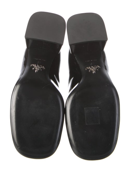 Prada Enameled Metal Triangle Patent Leather Pumps