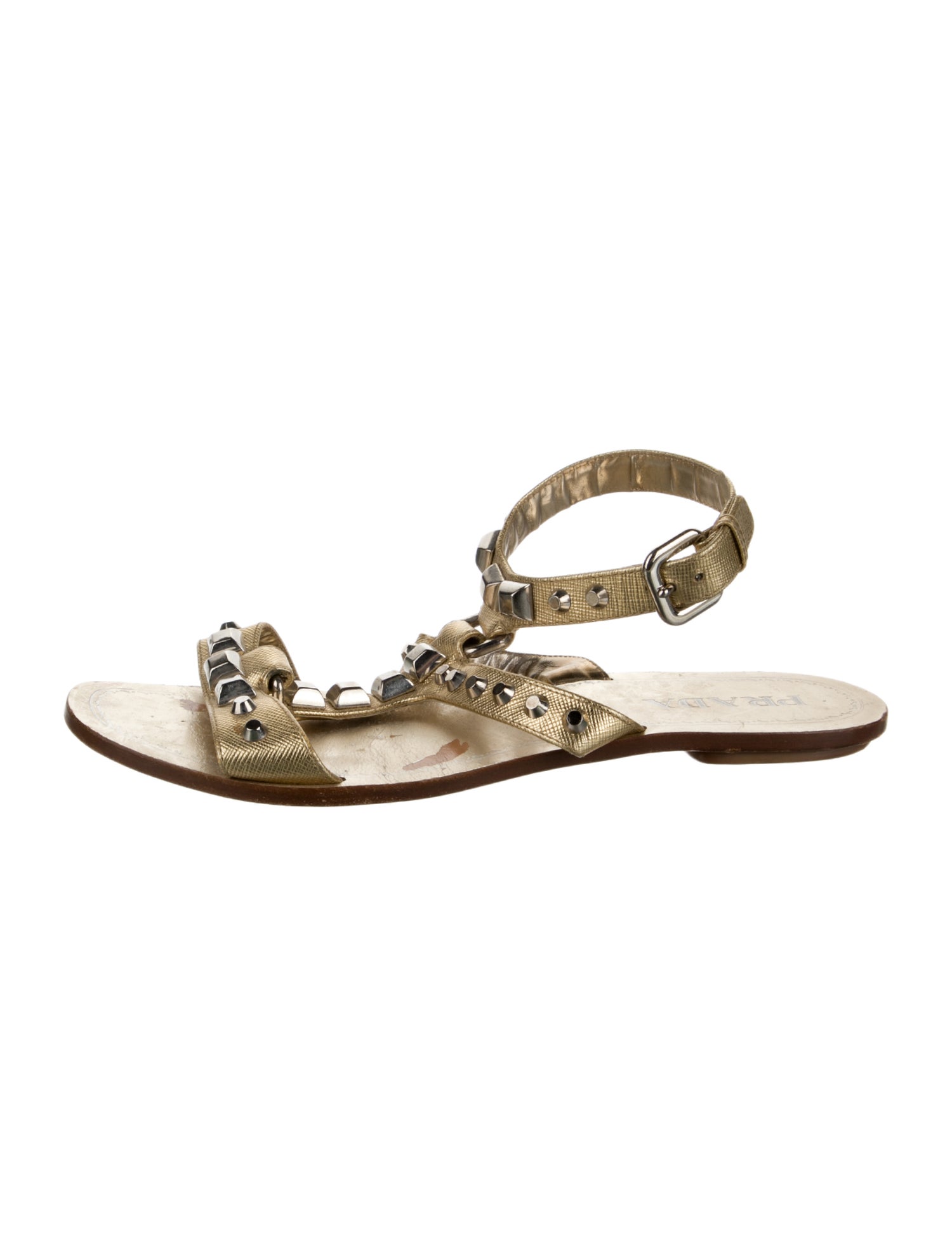 Prada Leather Studded Accents Sandals