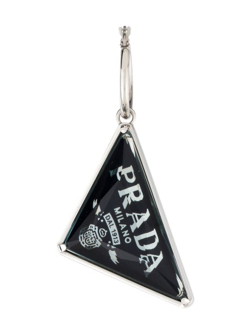 Prada Crystal Triangle Right Ear Single Drop Earring