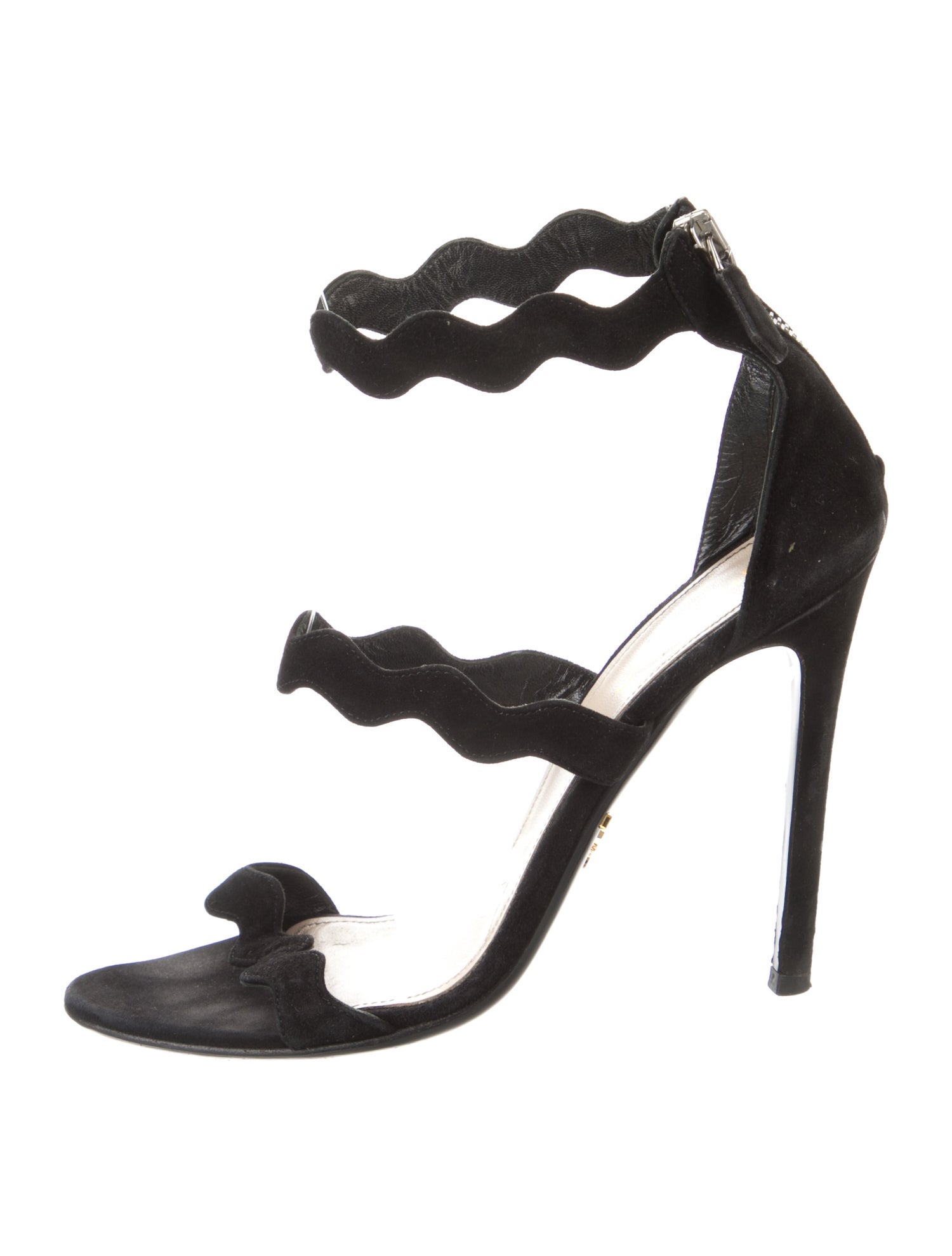 Prada Suede Scalloped Accent Sandals