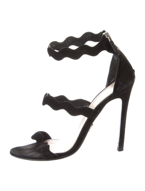 Prada Suede Scalloped Accent Sandals