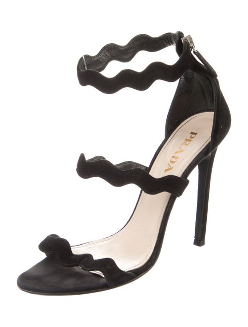 Prada Suede Scalloped Accent Sandals