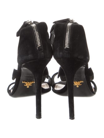 Prada Suede Scalloped Accent Sandals