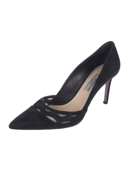 Prada Suede Cutout Accent Pumps