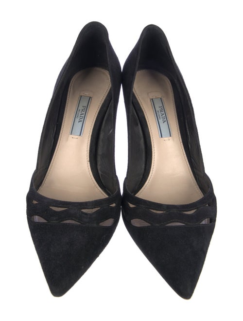 Prada Suede Cutout Accent Pumps