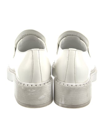 Prada Enameled Metal Triangle Leather Oxfords