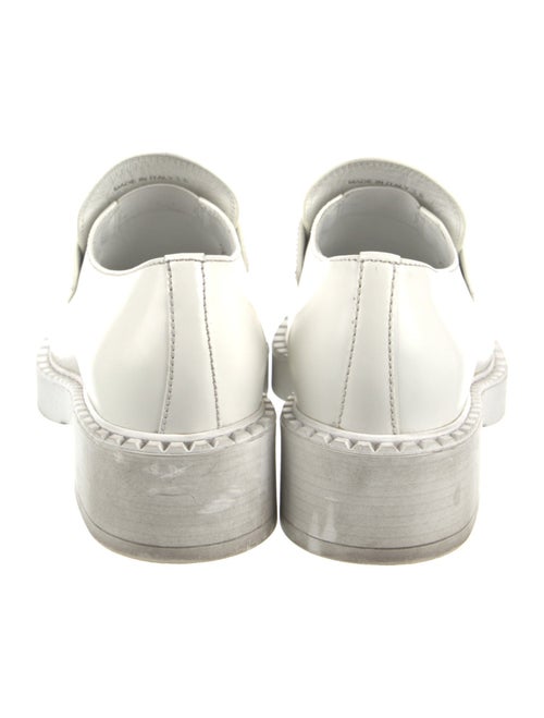 Prada Enameled Metal Triangle Leather Oxfords