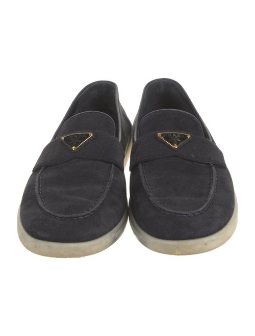 Prada Suede Leather Trim Embellishment Loafers