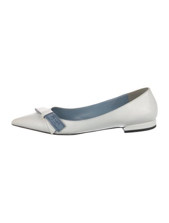 Prada Leather Bow Accents Flats