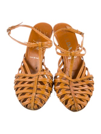 Prada Leather Cutout Accent Slingback Pumps