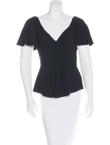 Prada Pleat-Accented Short Sleeve Top