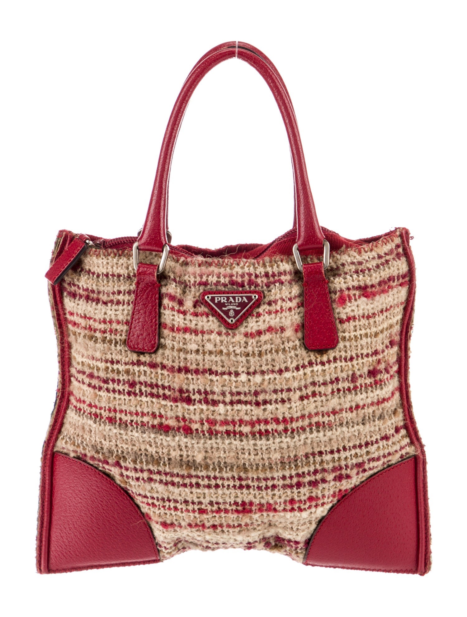 Prada Enameled Metal Triangle Inglese Fiammata